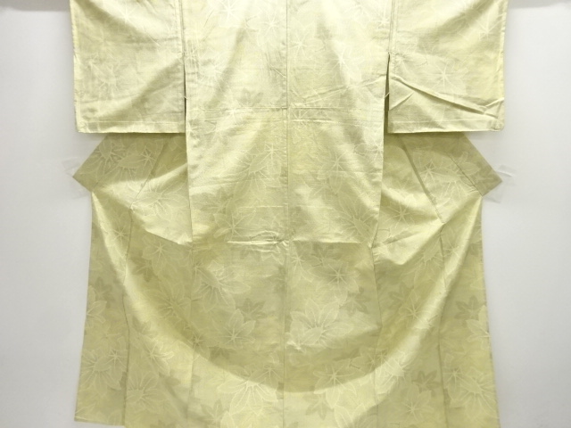 JAPANESE KIMONO / ANTIQUE HITOE KIMONO / SILK / TOKAMACHI TSUMUGI / WOVEN LEAVES